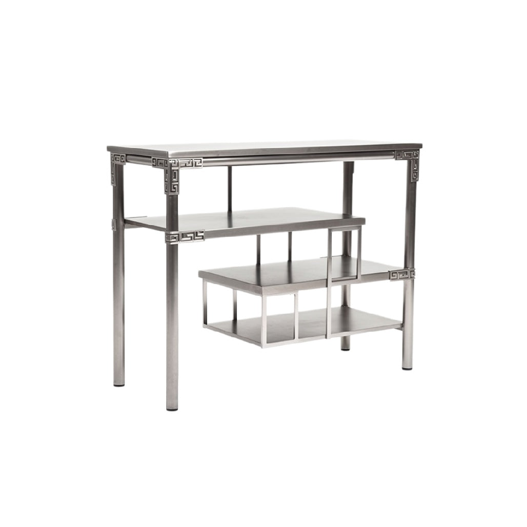 **Stół konsolowy metalowy z półkami - nowoczesny design**