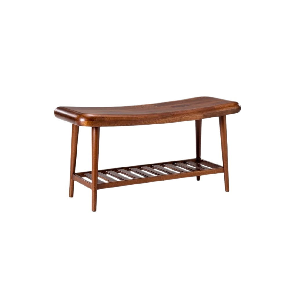 **Stylowy bench z drewna - projekt skandynawski z półką**